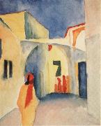 August Macke Bilck in eine Gasse in Tunis oil on canvas